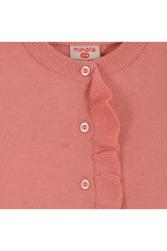 Трикотажный кардиган с оборками для девочек, 6-24 месяца, лососевый цвет - 3