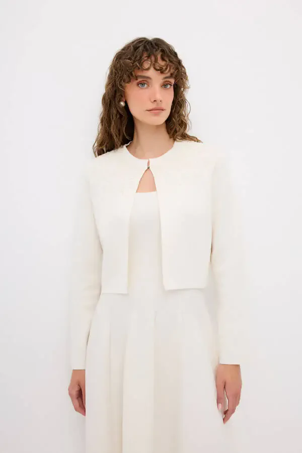 Трикотажный кардиган с вышивкой-019 - 3