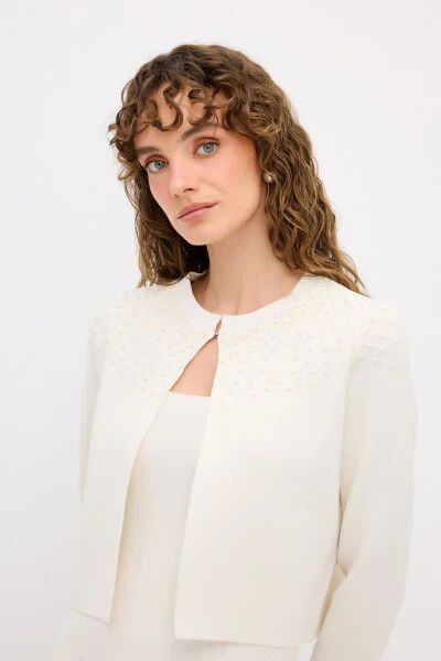 Трикотажный кардиган с вышивкой-019 - 4