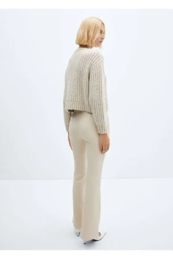 Трикотажный люрексовый свитер крупной вязки - 4