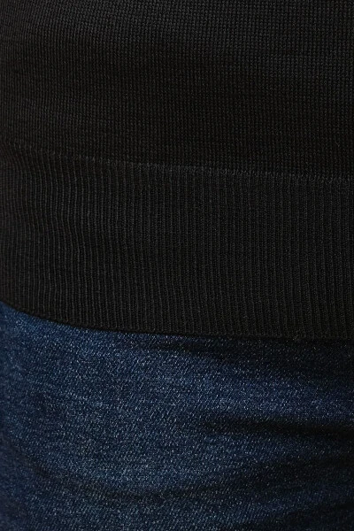 Трикотажный свитер без рукавов из шерсти - Черный - 5