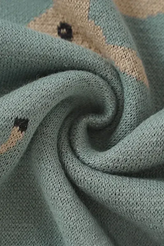 Трикотажный вязаный детский плед для девочек и мальчиков 85 см x 85 см Милый олененок зеленый-зеленый - 2