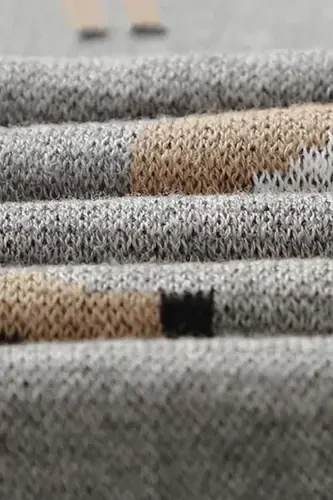 Трикотажный вязаный плед для девочки и мальчика 85см X85см Милый олененок серый-св.серый - 3