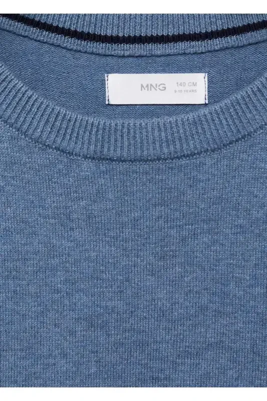 Трикотажный хлопковый свитер - синий - 5