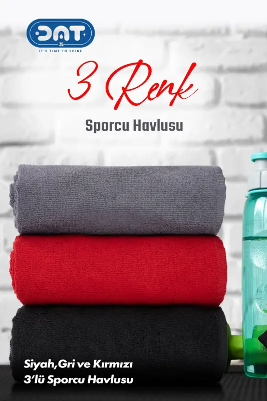 Triple Athlete Towel Set Microfiber Gym Fitness Boxing Running Tennis Antibacterial Sports Towel 48x90cm-Red - 3