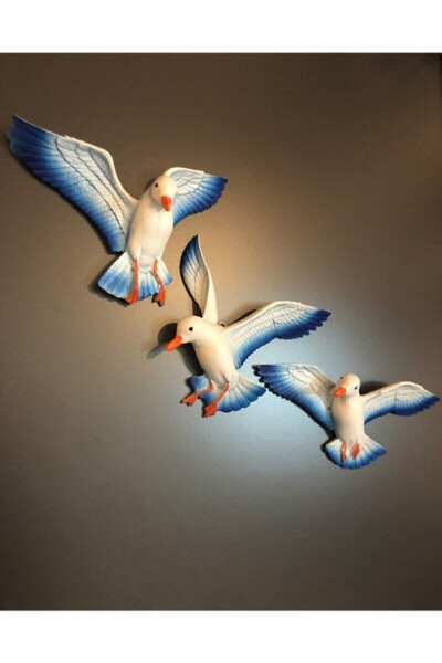 Triple Decorative Bird 3D Seagull Hanging Wall Decoration Blue 3 Pack - 1