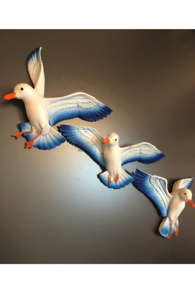 Triple Decorative Bird 3D Seagull Hanging Wall Decoration Blue 3 Pack - 2