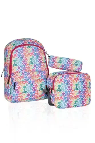 Triple School Bag Set Plcan2079 324 Colorful Heart-Colorful Heart - 1