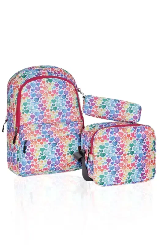 Triple School Bag Set Plcan2079 324 Colorful Heart-Colorful Heart - 1