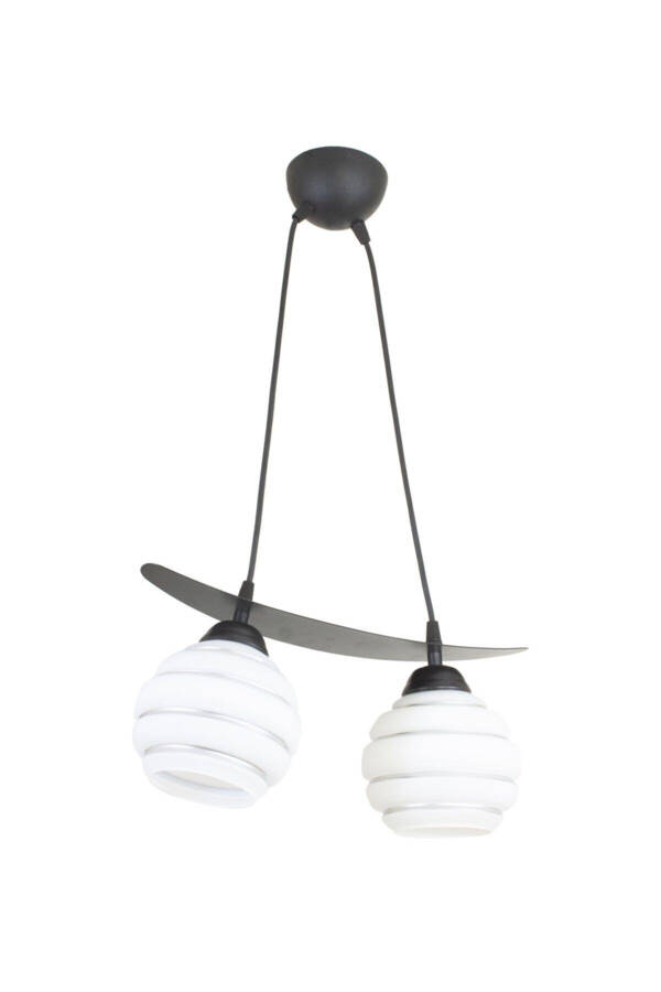 Triple Silver Strip Glass Boat Model Style Hanging Chandelier - 1