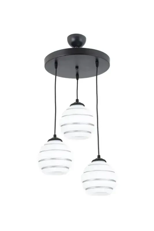 Triple Special Striped Glass Model Modern Pendant Chandelier-BLACK - LAMBADAR