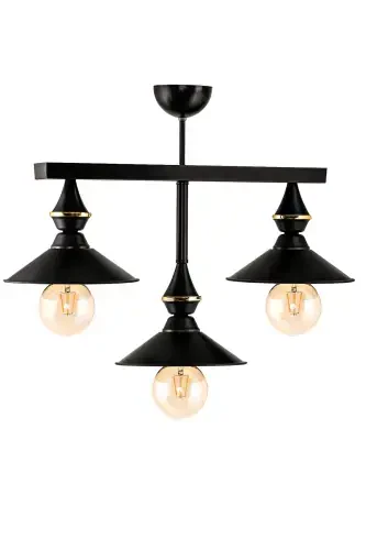 Triple UFO Pendant Light Fixture Black Japanese Hat - DEDE (1)