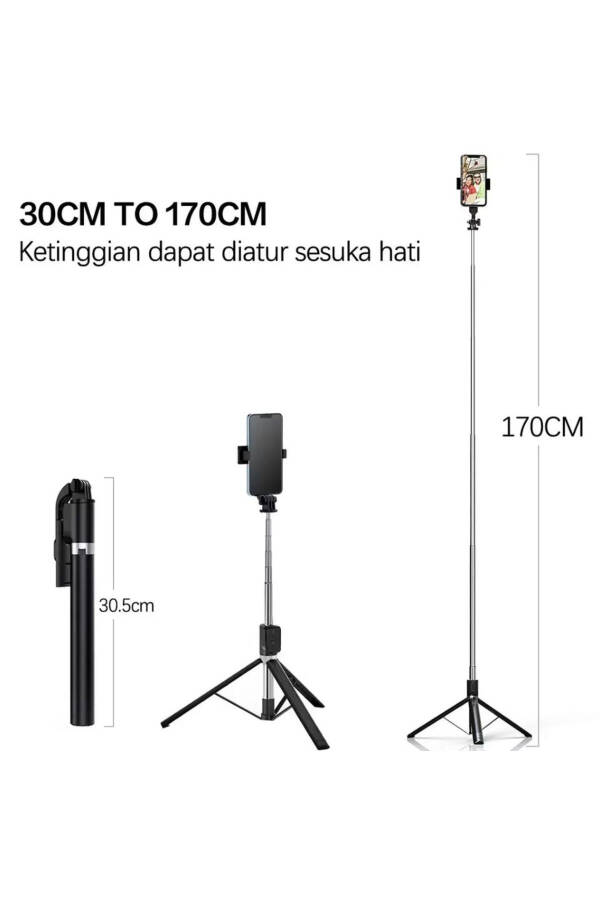 Tripod / Selfie Stick K9 Bluetooth masofadan boshqarish bilan balandligi sozlanadigan portativ - 5