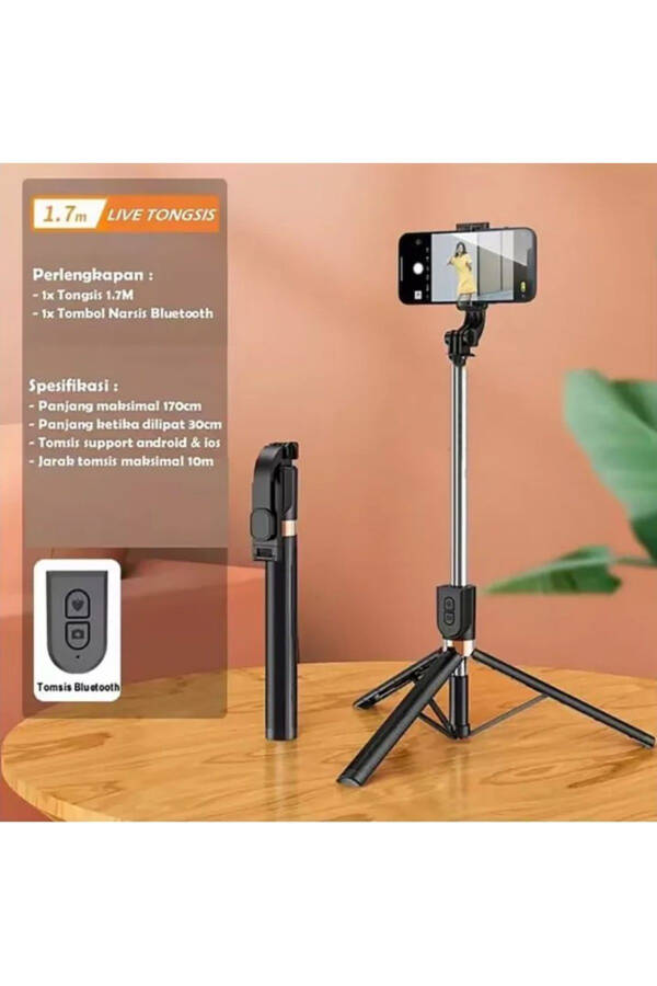 Tripod / Selfie Stick K9 Bluetooth masofadan boshqarish bilan balandligi sozlanadigan portativ - 6