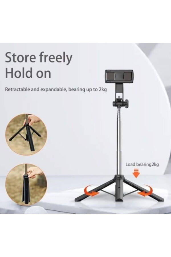 Tripod / Selfie Stick K9 Bluetooth masofadan boshqarish bilan balandligi sozlanadigan portativ - 10