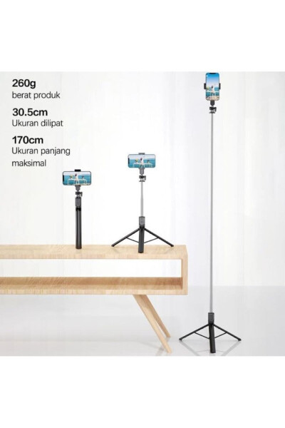 Tripod / Selfie Stick K9 Bluetooth masofadan boshqarish bilan balandligi sozlanadigan portativ - 12