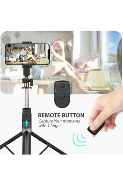 Tripod / Selfie Stick K9 Bluetooth masofadan boshqarish bilan balandligi sozlanadigan portativ - 13