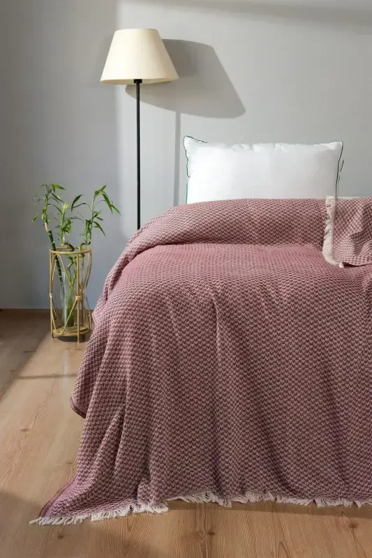 Tripolis Bir kishilik Sochli Pike va Yotoq o'rindisi 170x210cm-bordo - HOME MOD STORE