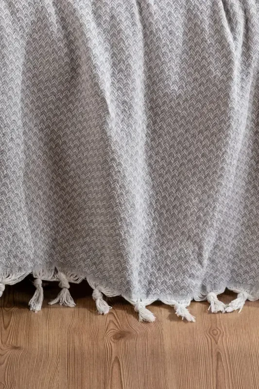 Tripolis Double Size Bedspread and Pique Dowry Set-light gray - 2