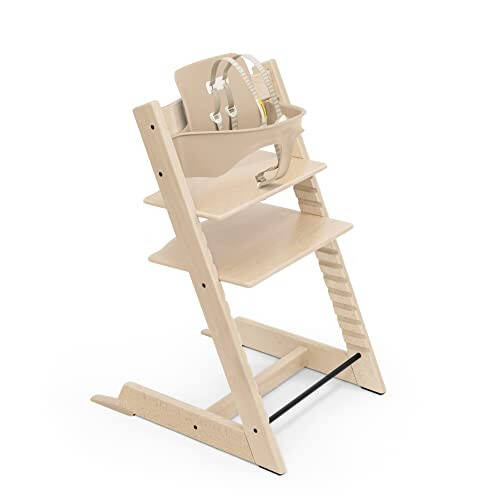 Tripp Trapp High Chair from Stokke, Natural - Adjustable, Convertible Chair for Children & Adults - Includes Baby Set with Removable Harness for Ages 6-36 Months - Ergonomic & Classic Design - 31