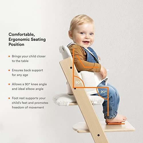 Tripp Trapp High Chair from Stokke, Natural - Adjustable, Convertible Chair for Children & Adults - Includes Baby Set with Removable Harness for Ages 6-36 Months - Ergonomic & Classic Design - 29