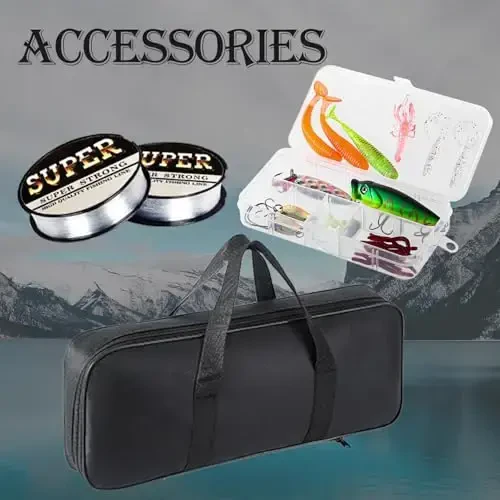 Tripquips Baliqchilik Kombinati, 6.9 fut 2 dona Teleskopik Ulovchi Set, Yig'iladigan Uglerod Tolasi Ulovchilari, 2 dona Spinniing Makarasi Seti tashish sumkasi bilan Chuchuk Suv Baliqchilik Ulovchisi va Makara Kombinati Kitlari - 6
