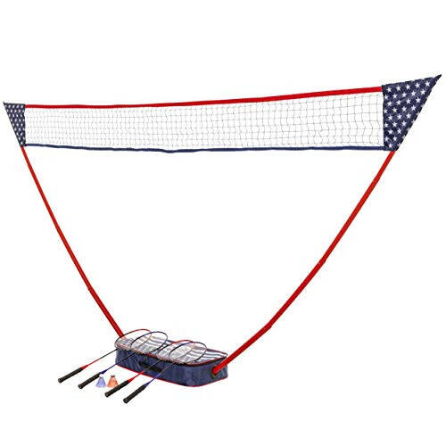 Triumph Sports Patriotic Portable Badminton Set with Freestanding Base Sets Up on Any Surface in Seconds – No Tools or Stakes Required, Multi - 1