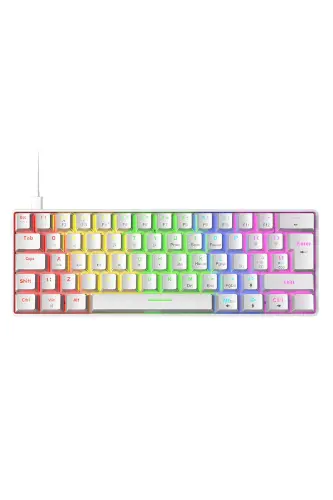 Trol Blue Switch Mini Rgb Gaming Keyboard Mechanical 62 Keys 18 Rgb Led Usb Type-c Cable White - White - 1