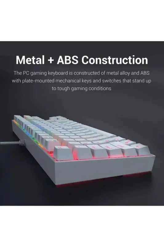 Trol Red Switch Mini Oyun Klavyesi Gaming Mekanik 62 Tuşlu 18 Led Usb Tip-c Kablosu Beyaz - Çok Renkli - 5