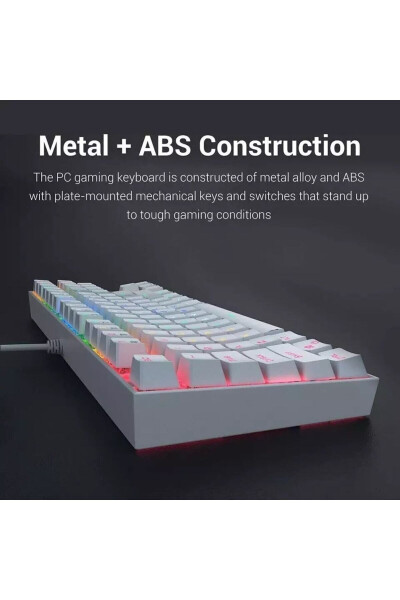 Trol Red Switch Mini RGB Gaming Keyboard Mechanical 62 Keys 18 RGB LEDs USB Type-C Cable White - 9