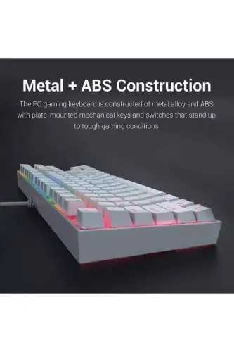 Trol Red Switch Mini Rgb Oyun Klavyesi Gaming Mekanik 62 Tuşlu 18 Led Usb Type-c Kablosu Beyaz LCD - Beyaz - 2