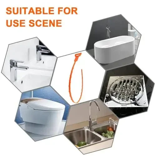 Тросик для прочистки канализации Forlivese, Устранитель засоров, Инструмент для удаления волос из канализации, Тросик для прочистки канализации, раковины, ванной, унитаза, 3 шт. по 25 дюймов - 6