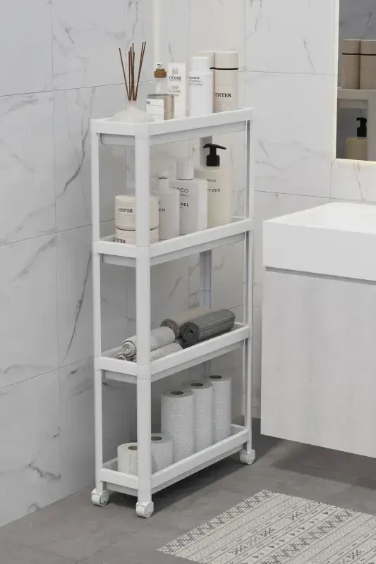 Тўрт қаватли раф бирлиги, оқ рангли ваннахона ва ошхона учун ташкилловчи. - 2