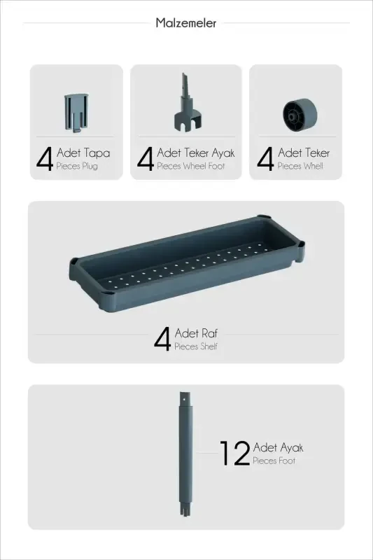 Тўрт қаватли раф бирлиги, оқ рангли ваннахона ва ошхона учун ташкилловчи. - 5