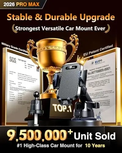 [True Military-Grade] Car Phone Holder VANMASS [2024 Strongest Suction & Clip] Cell Phone Mount for Dashboard Windshield Vent Truck Accessories Cradle Dash Stand for iPhone 15 Pro Max 14 13 12 Android - 2