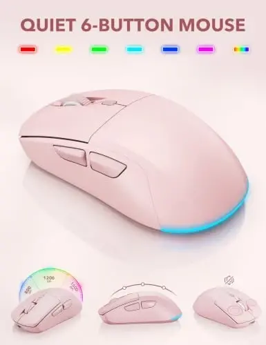 Trueque Wireless Keyboard and Mouse Combo, 4000mAh Battery, Wrist Rest | Rechargeable, 15 Backlit Effects, Full Size, Phone Holder, Quiet Typing, 2.4GHz Wireless, USB-A & C Connectivity for Windows - 6