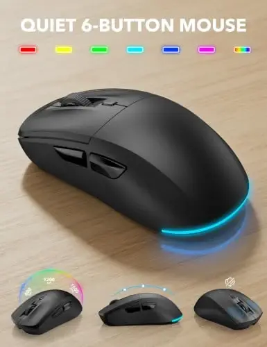 Trueque Wireless Keyboard and Mouse Combo, 4000mAh Battery, Wrist Rest | Rechargeable, 15 Backlit Effects, Full Size, Phone Holder, Quiet Typing, 2.4GHz Wireless, USB-A & C Connectivity for Windows - 6