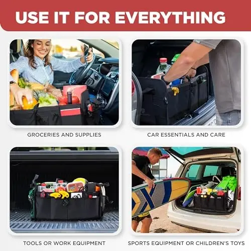 TRUNKCRATEPRO Car Organizers and Storage Premium Adjustable Multi Compartments Car Storage Organizer | Portable and Foldable SUV Trunk Organizer for Car (Standard Size, 20.86