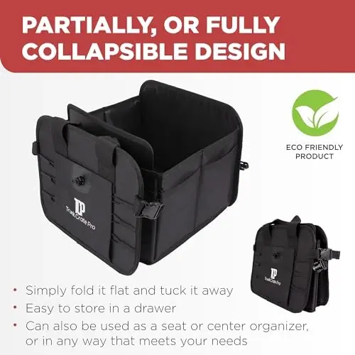 TRUNKCRATEPRO Car Organizers and Storage Premium Adjustable Multi Compartments Car Storage Organizer | Portable and Foldable SUV Trunk Organizer for Car (Standard Size, 20.86