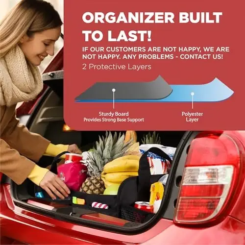 TRUNKCRATEPRO Avtomobil tashkilotchilari va saqlash Premium sozlanishi ko'p bo'limli avtomobil saqlash tashkilotchisi | Avtomobil uchun portativ va katlanadigan SUV yuk tashkilotchisi (standart o'lcham, 20,86