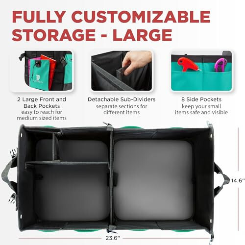 TRUNKCRATEPRO Teal Car Accessories Trunk Organizer Premium Multi Movable Compartments Collapsible car organizer, trunk organizer for Car, SUV, Automotive, gifts (Large Capacity) - TRUNKCRATEPRO (1)
