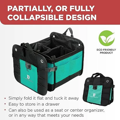 TRUNKCRATEPRO Teal Car Accessories Trunk Organizer Premium Multi Movable Compartments Collapsible car organizer, trunk organizer for Car, SUV, Automotive, gifts (Large Capacity) - 6