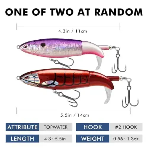 TRUSCEND BKK ilgaklari bilan Top Water baliq ovlash uchun o‘ljalar, chuchuk suv yoki sho‘r suv uchun Whopper o‘ljasi, Bass Catfish Pike Sudak uchun suzuvchi o‘ljalar, Surface Wobble PoPobait Baits Teasers Erkaklar uchun baliq ovlash sovg‘alari - TRUSCEND (1)