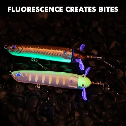 TRUSCEND BKK ilgaklari bilan Top Water Fishing Lures, chuchuk suv yoki sho'r suv uchun Whopper Lure, Bass Catfish Pike uchun suzuvchi lures, Erkaklar uchun Surface Wobble PoPobait Bass Baits Teasers Baliq ovlash sovg'alari - 6