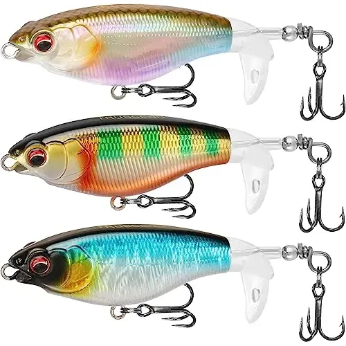 TRUSCEND BKK ilgaklari bilan yuqori suv baliq ovlash uchun mo'ljallangan lurelari, chuchuk suv yoki sho'r suv uchun Whopper lure, Bass Catfish Pike uchun suzuvchi lurelar, erkaklar uchun sirt Wobble PoPobait Bass Baits Teasers baliq ovlash sovg'alari 