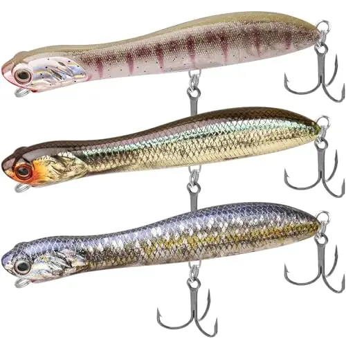 TRUSCEND Top Water Fishing Lures with BKK Hooks, Whopper Lure for Freshwater or Saltwater, Floating Lures for Bass Catfish Pike, Surface Wobble PoPobait Bass Baits Teasers Fishing Gifts for Men - 1