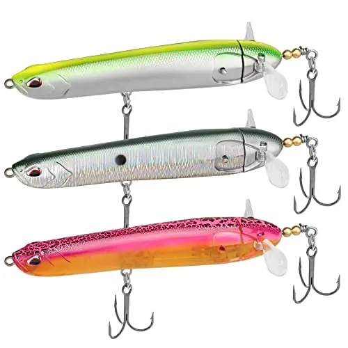 TRUSCEND PoPobait with BKK Hooks, Top Water Plopper Fishing Lures for Bass Walleye Pike Catfish Musky Perch, Floating Lure for Freshwater or Saltwater, Amazing Teasers Fishing Gifts for Family Fishing - 1