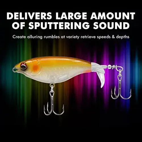 TRUSCEND Top Water Fishing Lures with BKK Hooks, Whopper Lure for Freshwater or Saltwater, Floating Lures for Bass Catfish Pike, Surface Wobble PoPobait Bass Baits Teasers Fishing Gifts for Men - 6