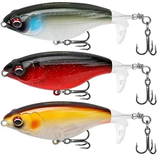 TRUSCEND Top Water Fishing Lures with BKK Hooks, Easy Catch Plopper Lure for Freshwater or Saltwater, Floating Lures for Bass Catfish Pike, Surface Wobble PoPobait Bass Baits Fishing Gifts for Men 