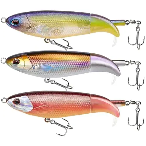 TRUSCEND Top Water Fishing Lures with BKK Hooks, Easy Catch Plopper Lure for Freshwater or Saltwater, Floating Lures for Bass Catfish Pike, Surface Wobble PoPobait Bass Baits Fishing Gifts for Men - 1
